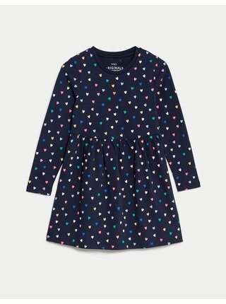Tmavomodré dievčenské vzorované šaty Marks & Spencer