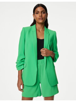 Zelený dámsky blejzer s riasenými rukávmi Marks & Spencer
