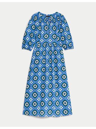 Modré dámske vzorované šaty Marks & Spencer