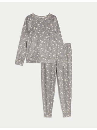 Šedá dámska fleecová pyžamová súprava Marks & Spencer