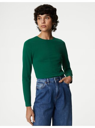 Tmavě zelené dámské basic tričko Marks & Spencer