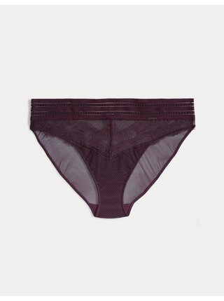 Tmavo fialové dámske nohavičky s čipkou Marks & Spencer