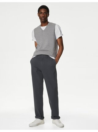 Tmavě šedé pánské chino kalhoty Marks & Spencer 