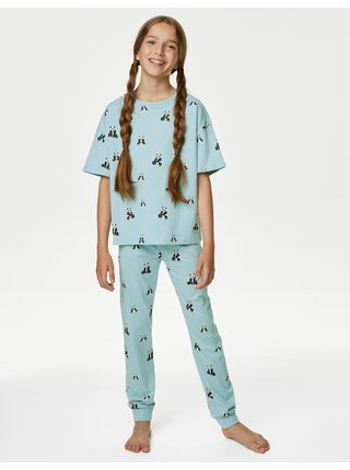 Sada dvou holčičích pyžam v modré a krémové barvě Marks & Spencer 
