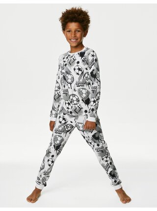 Bílé klučičí vzorované pyžamo Marks & Spencer