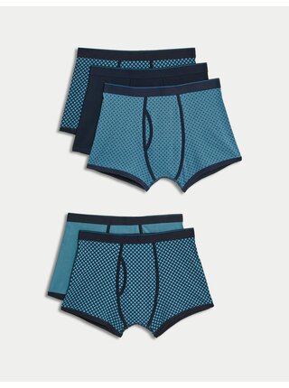 Súprava piatich pánskych vzorovaných boxeriek v modrej farbe Marks & Spencer