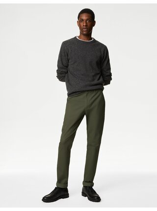Tmavě zelené pánské chino kalhoty Marks & Spencer   