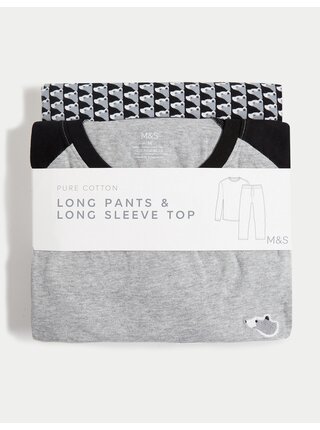 Čierno-sivé pánske vzorované pyžamo Marks & Spencer