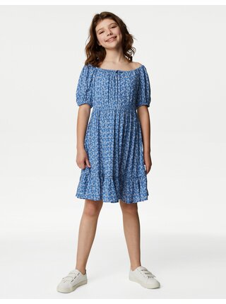 Modré holčičí květované šaty Marks & Spencer   