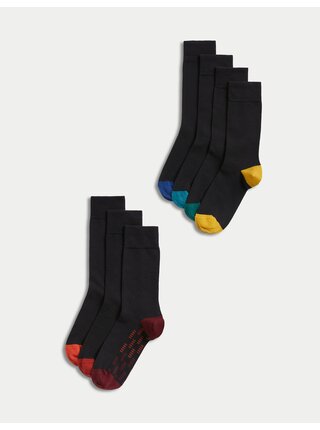 Sada sedmi párů pánských ponožek v černé barvě Marks & Spencer  