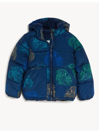 Tmavomodrá chlapčenská zimná prešívaná bunda Marks & Spencer