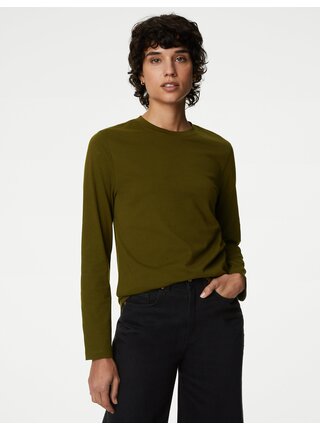 Tmavě zelené dámské tričko Marks & Spencer  