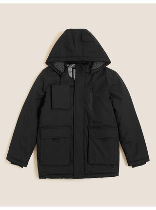 Čierna chlapčenská zimná nepremokavá bunda Marks & Spencer