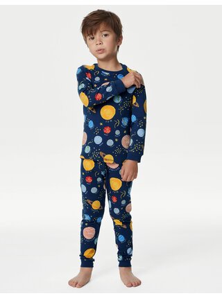 Tmavomodré vzorované chlapčenské pyžamo Marks & Spencer