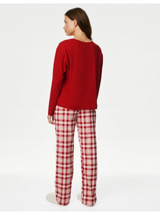 Červené dámske pyžamo Marks & Spencer