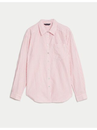 Ružová dámska pruhovaná košeľa Marks & Spencer