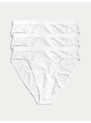 Súprava troch dámskych nohavičiek v bielej farbe Wild Blooms Marks & Spencer