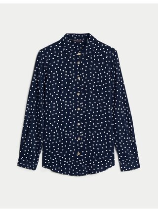 Tmavomodrá dámska bodkovaná košeľa Marks & Spencer