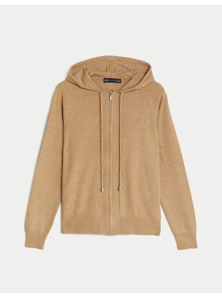 Světle hnědý dámský svetr s kapucí Marks & Spencer 