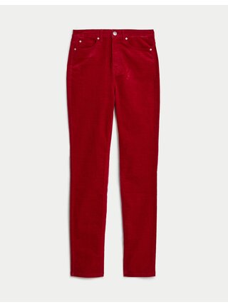 Červené dámské manšestrové kalhoty Marks & Spencer  