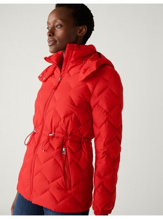 Červená dámská zimní prošívaná bunda Marks & Spencer   