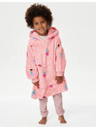 Růžová holčičí vzorovaná mikina s kapucí Marks & Spencer  