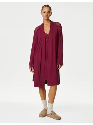 Vínový dámský župan s krajkou Marks & Spencer 