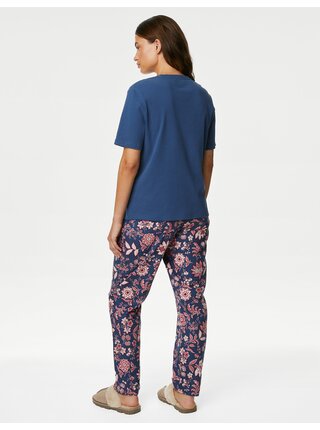 Ružovo-modré dámske kvetované pyžamo Marks & Spencer 