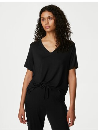 Čierny dámsky pyžamový top s čipkou Marks & Spencer 