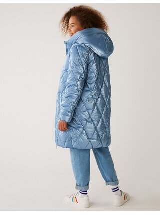 Svetlomodrý dievčenský zimný prešívaný kabát s technológiou Stormwear™ Marks & Spencer 