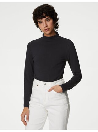 Čierne dámske basic tričko s rolákom Marks & Spencer 