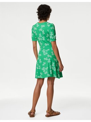 Zelené dámské žerzejové květované mini šaty Marks & Spencer 