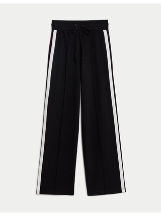 Černé dámské široké kalhoty s lampasem Marks & Spencer    