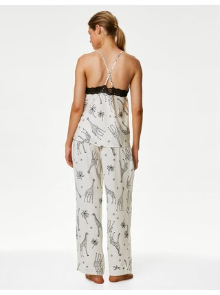 Čierno-krémová dámska vzorovaná pyžamová súprava Marks & Spencer