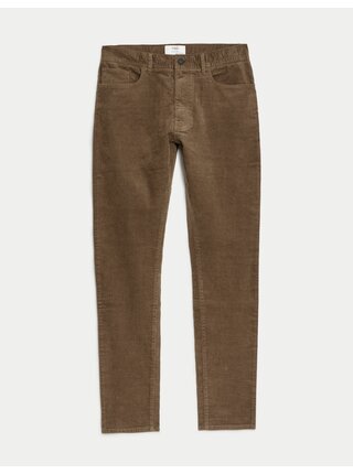 Hnědé pánské manšestrové kalhoty Marks & Spencer 
