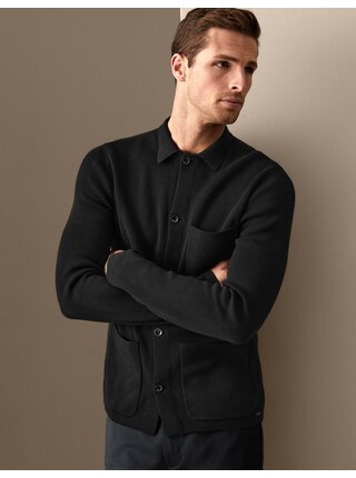 Černý pánský svetr s knoflíky Marks & Spencer 