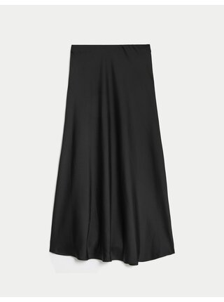 Černá dámská saténová midi sukně Marks & Spencer 