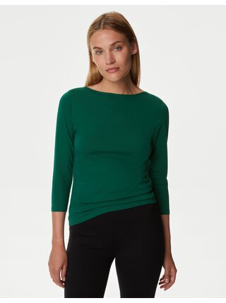 Tmavě zelené dámské tričko Marks & Spencer   