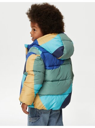 Žlto-modrá chlapčenská zimná prešívaná bunda Marks & Spencer