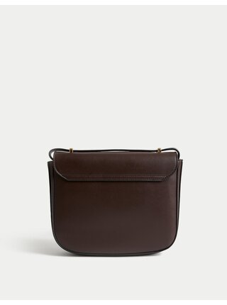Tmavě hnědá dámská koženková crossbody kabelka Marks & Spencer   
