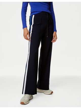 Tmavomodré dámske džersejové široké nohavice Marks & Spencer 