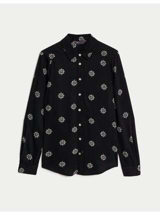 Černá dámská květovaná košile Marks & Spencer  