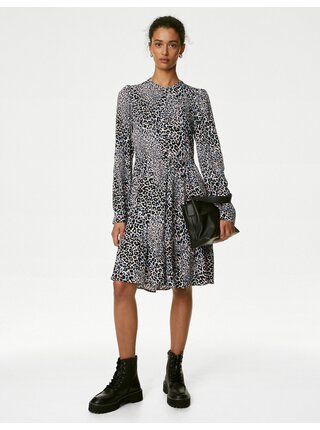 Modro-černé dámské vzorované šaty Marks & Spencer  
