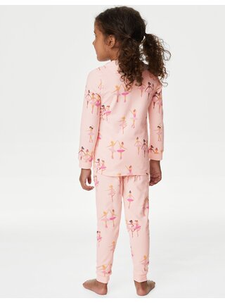 Růžové holčičí vzorované pyžamo Marks & Spencer  