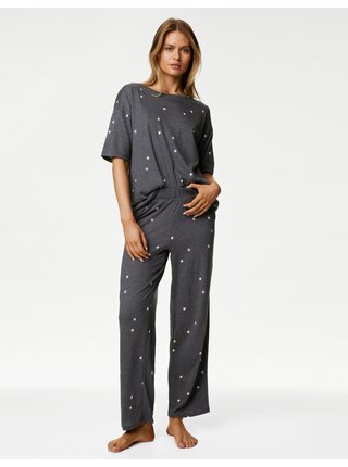 Šedá dámská vzorovaná pyžamová souprava Marks & Spencer 