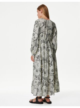 Čierno-krémové dámske vzorované šaty Marks & Spencer