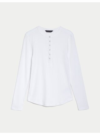 Bílé dámské žebrované tričko Marks & Spencer  
