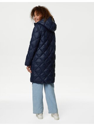 Tmavě modrý holčičí prošívaný zateplený kabát Marks & Spencer  