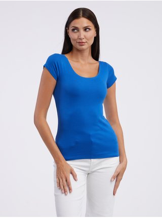 Modré dámské basic tričko CAMAIEU