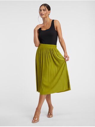 Zelená dámska plisovaná midi sukňa ORSAY
